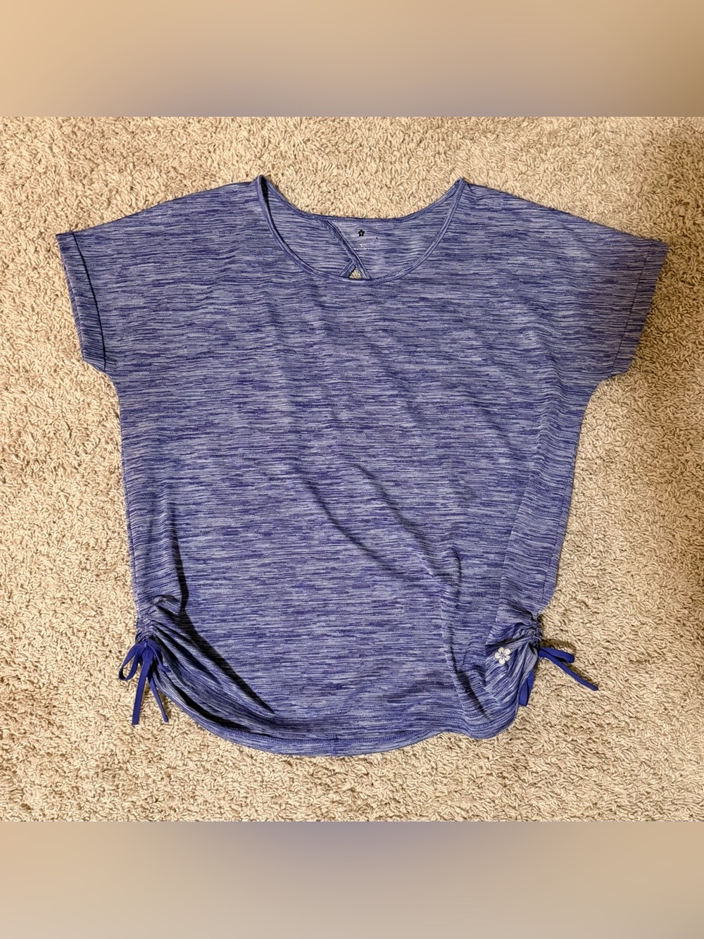 Tuff Athletics Purple Heather Short Sleeve Tee with Side Ties - Picture 4 of 8